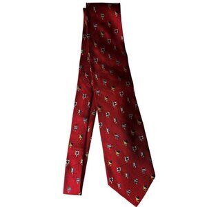 Faconnable Tie 100% Silk Men Necktie Multicolor Flag Red 59"‎ X 3.75"